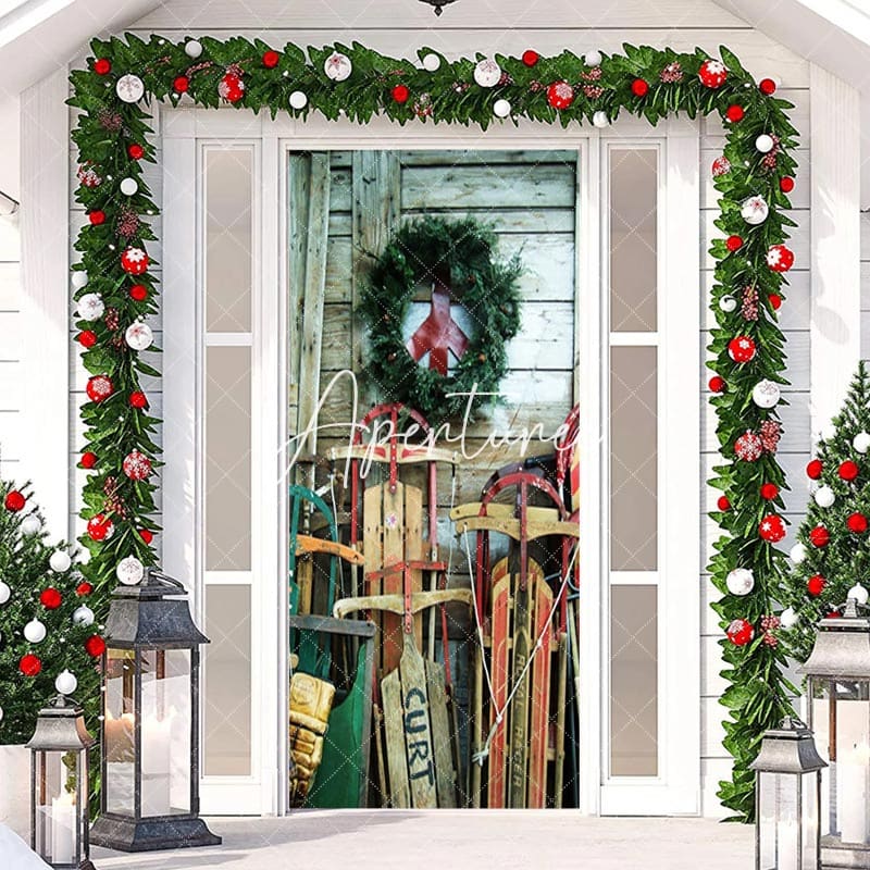 Aperturee - Wooden Wall Board Christmas Door Cover Decoration