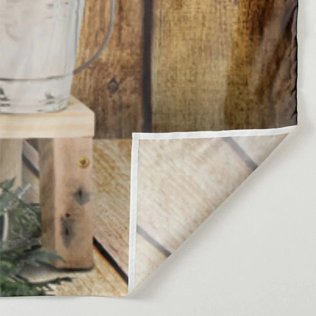 Aperturee - Wooden Yard Rabbit Flag Happy Easter Day Backdrop