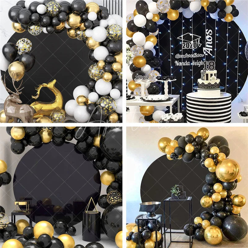 Aperturee - (Ship In 24HR) Wrinkle Free Black Round Backdrop Circle Cover