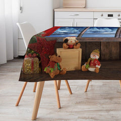 Aperturee - Xmas Tree Red Curtain Window Christmas Tablecloth