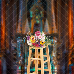 Aperturee - Xmas Trees Gold Wall Fireplace Christmas Backdrop