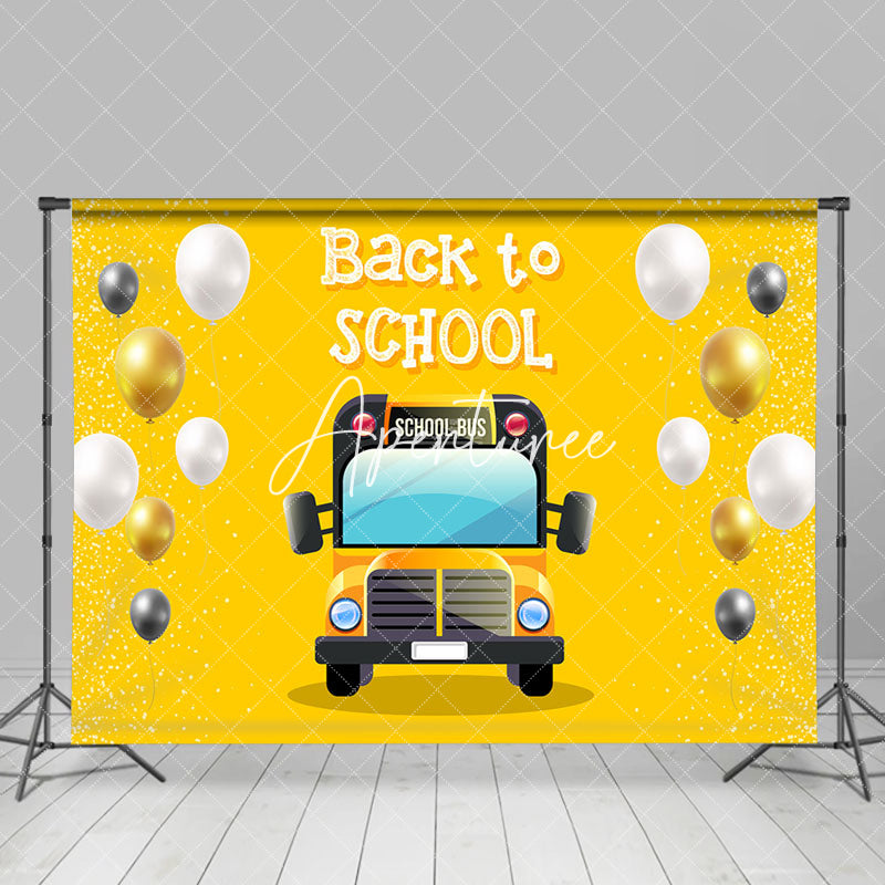 Aperturee - Yellow Balloons Bus Back To School Party Backdrop