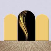 Aperturee - Yellow Black Gold Sparkle Abstract Arch Backdrop Kit