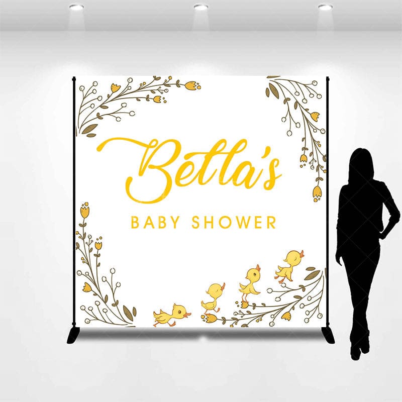 Aperturee - Yellow Cute Bird Plant Custom Baby Shower Backdrop