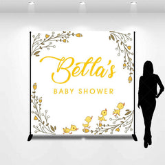 Aperturee - Yellow Cute Bird Plant Custom Baby Shower Backdrop