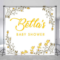 Aperturee - Yellow Cute Bird Plant Custom Baby Shower Backdrop