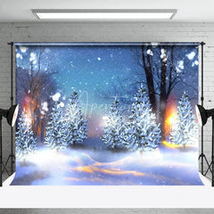 Aperturee - Yellow Light Night Snow Scene Photography Backdrop