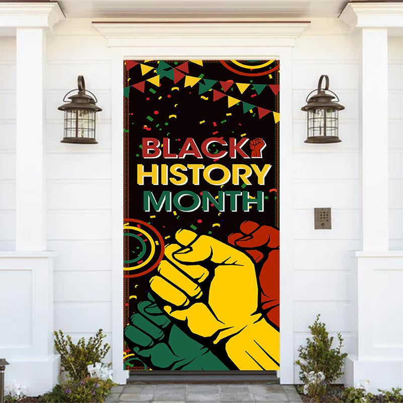 Aperturee - Yellow Red Green Fist Black History Month Door Cover