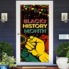 Aperturee - Yellow Red Green Fist Black History Month Door Cover