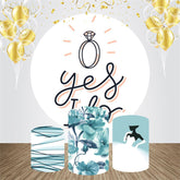 Aperturee - Yes I Do Cyan Flower Ring Round Wedding Backdrop Kit