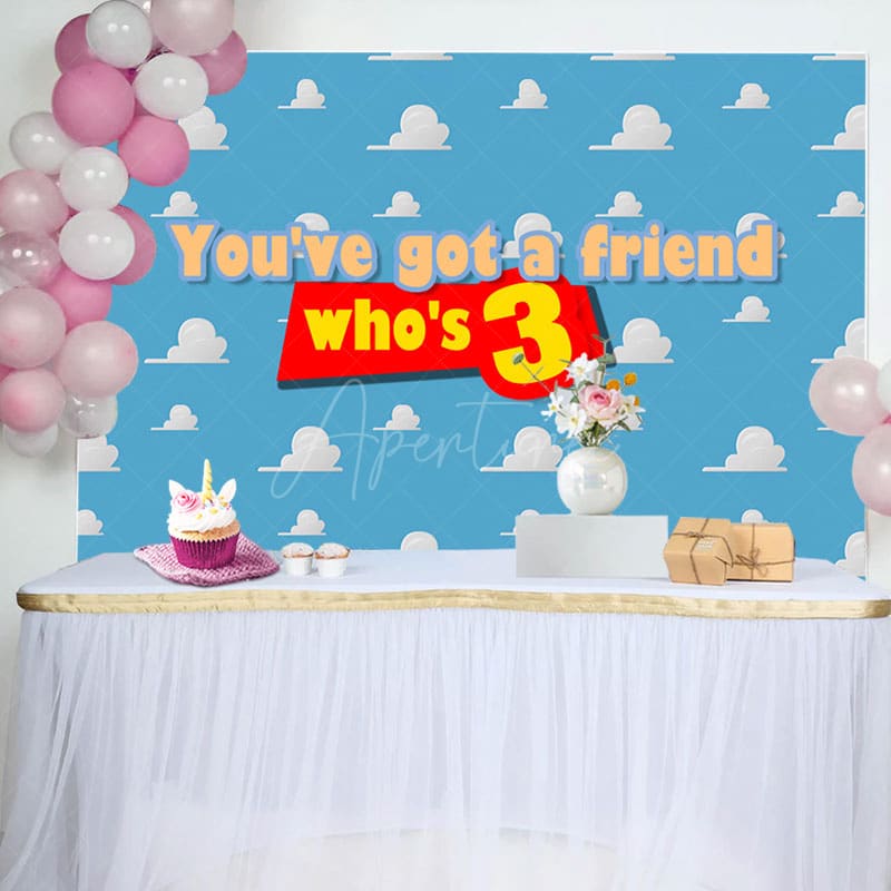Aperturee - Youve Got A Friend Sky Clouds 3Rd Birthday Backdrop