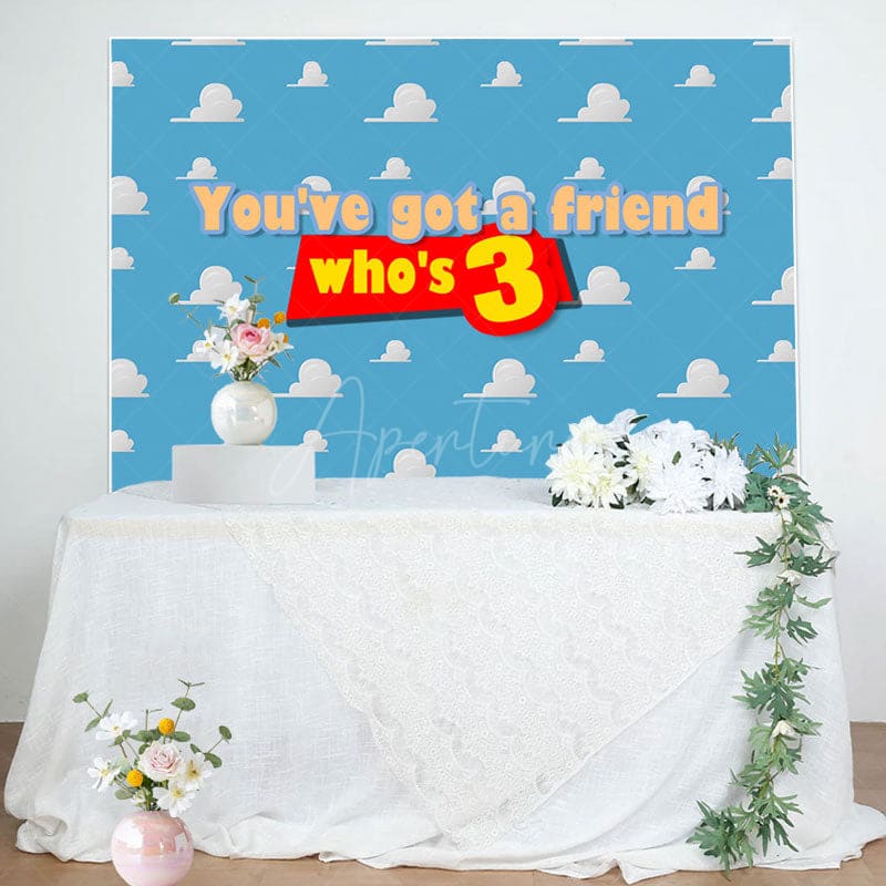 Aperturee - Youve Got A Friend Sky Clouds 3Rd Birthday Backdrop