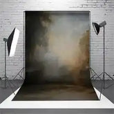 Black and white smoke backdrop with adjustable lighting setup.