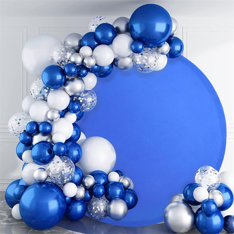 Aperturee - (Ship In 24HR) Royal Blue Round Party Backdrop for Photo Booth