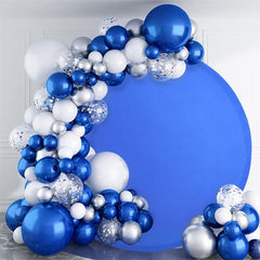Aperturee - (Ship In 24HR) Royal Blue Round Party Backdrop for Photo Booth