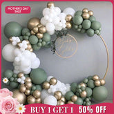 Sage Green 137 Pack Diy Balloon Arch Kit | Balloon Arch Party Decorations - Gold | White