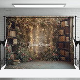 Aperturee - Bookcase Lamp Cement Wall Room Backdrop For Photo