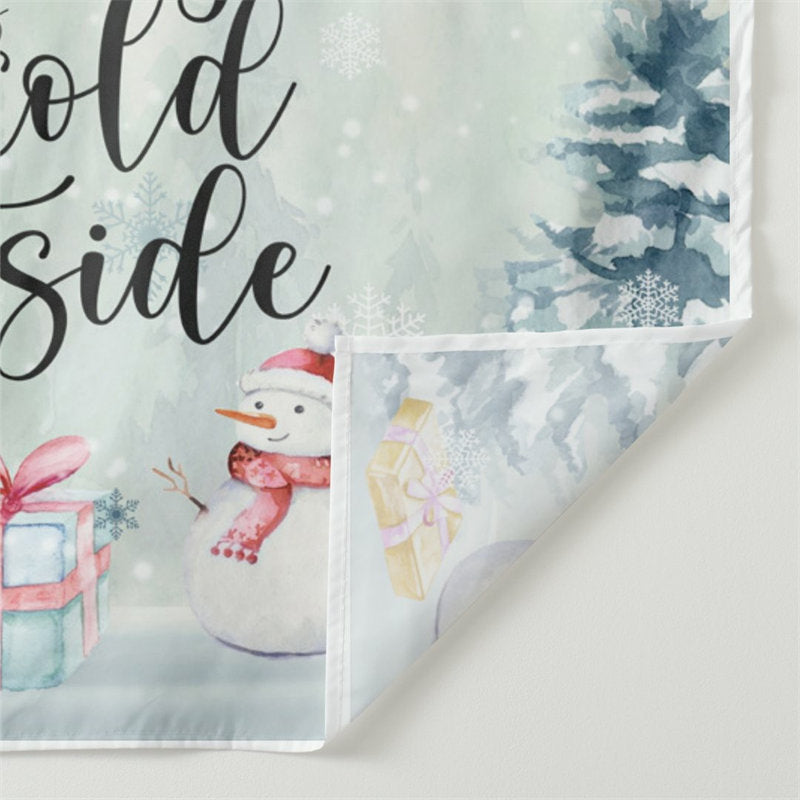 Aperturee - Baby Cold Outside Snowman Gifts Christmas Backdrop