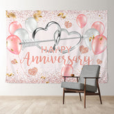 Aperturee - Balloon Heart Anniversary Valentines Backdrop