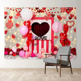 Aperturee - Balloon Heart Flag Cross Happy Valentine Backdrop