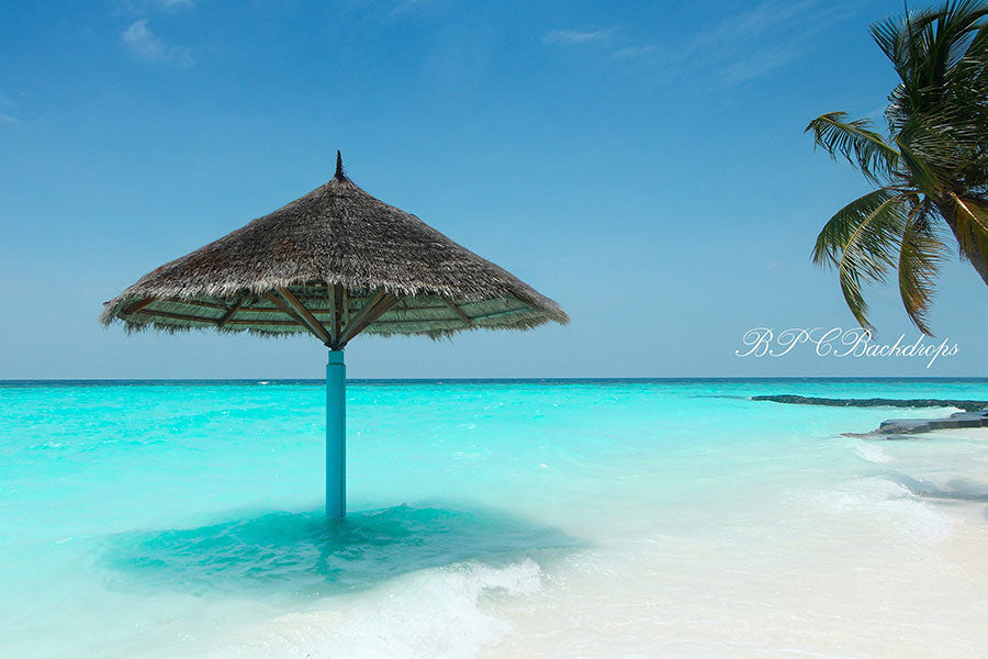 Aperturee - Beach Sandy Palm tree Portrait Photography Backdrop