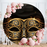 Aperturee - Black Gold Bokeh Round Mask Birthday Backdrop
