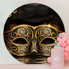 Aperturee - Black Gold Bokeh Round Mask Birthday Backdrop