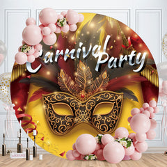Aperturee - Black Gold Mask Round Carnival Party Backdrop