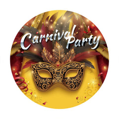 Aperturee - Black Gold Mask Round Carnival Party Backdrop
