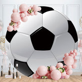 Aperturee - Black White Football Round Birthday Backdrop