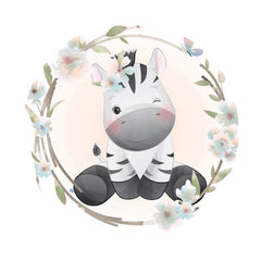 Aperturee - Black White Horse Round Baby Shower Backdrop