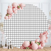 Aperturee - Black White Square Round Happy Birthday Backdrop
