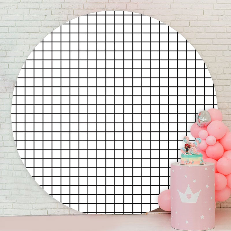 Aperturee - Black White Square Round Happy Birthday Backdrop