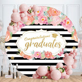 Aperturee - Black-White Stripe Floral Graduation Circle Backdrop
