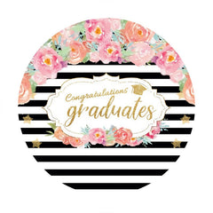 Aperturee - Black-White Stripe Floral Graduation Circle Backdrop