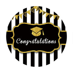 Aperturee - Black White Stripes Round Gold Grad Backdrop