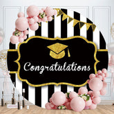 Aperturee - Black White Stripes Round Gold Grad Backdrop