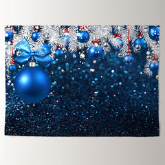 Aperturee - Blue Bauble Ball Silver Bokeh Christmas Backdrop