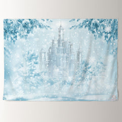 Aperturee - Blue Castle Frozen World Winter Scene Backdrop