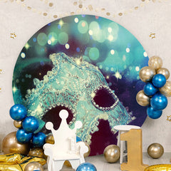 Aperturee - Blue Diamond Mask Round Bokeh Birthday Backdrop