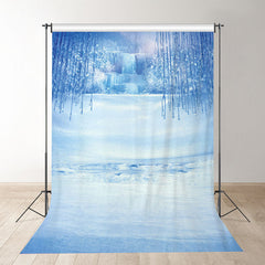 Aperturee - Blue Frozen Waterfall Winter Photograph Backdrop