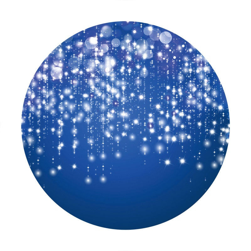 Aperturee - Blue Glitter Bokeh Round Birthday Party Backdrop
