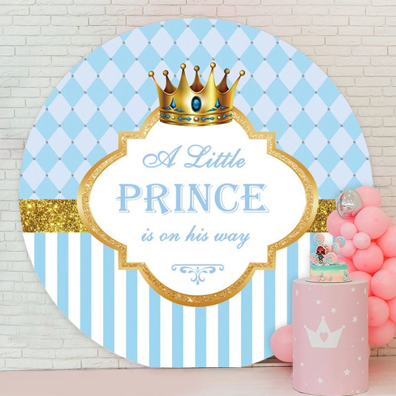 Aperturee - Blue Little Prince Round Baby Shower Backdrop