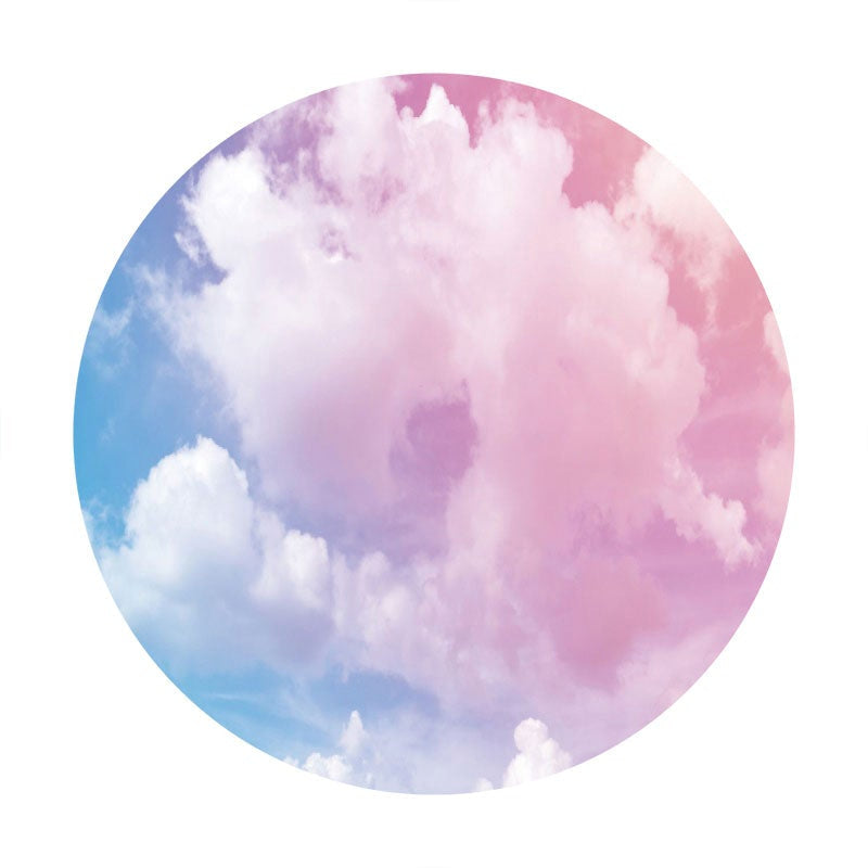 Aperturee - Blue Pink Clouds Round Baby Shower Backdrops