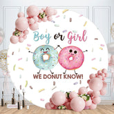 Aperturee - Blue Pink Donut Round Baby Shower Backdrop