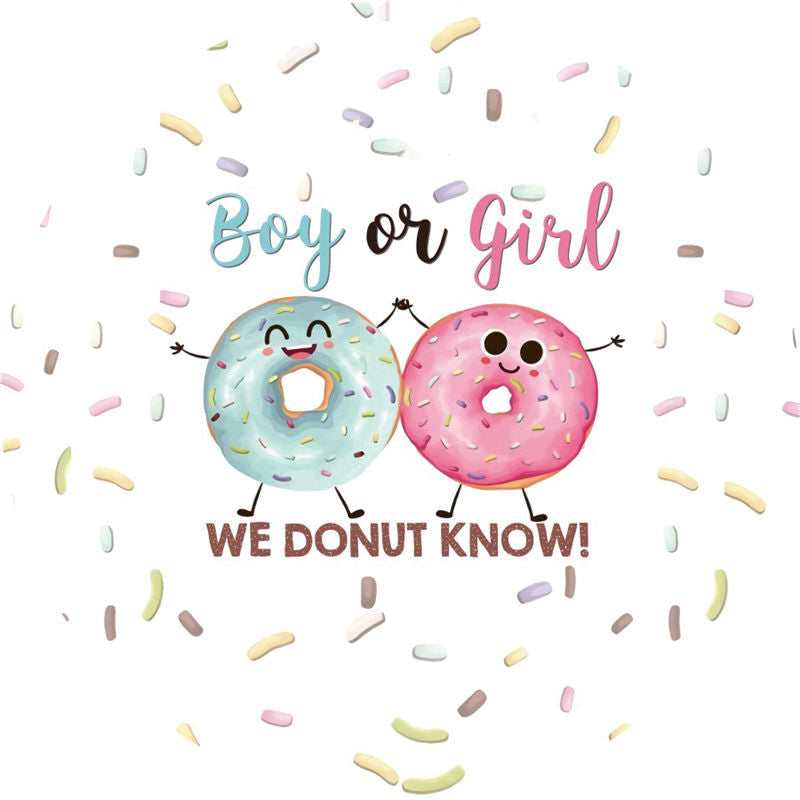 Aperturee - Blue Pink Donut Round Baby Shower Backdrop