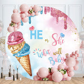 Aperturee - Blue Pink Glitter Round Baby Shower Backdrop