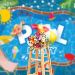 Aperturee - Blue Swimming Pool Party Summer Photoshoot Backdrop