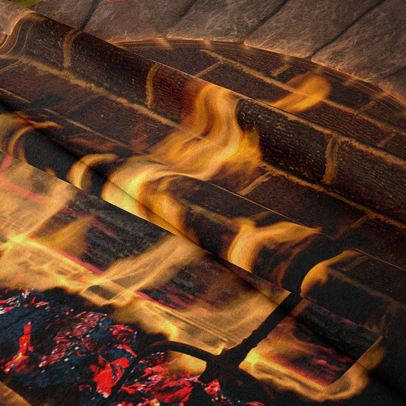 Aperturee - Brick Fireplace Andiron Stock Christmas Backdrop