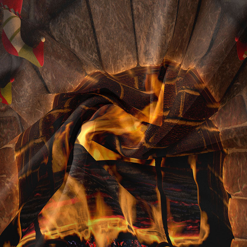 Aperturee - Brick Fireplace Andiron Stock Christmas Backdrop